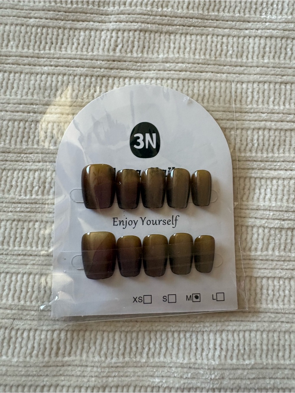 Olive Brown False Nail Set Press-On Nails Size Medium
